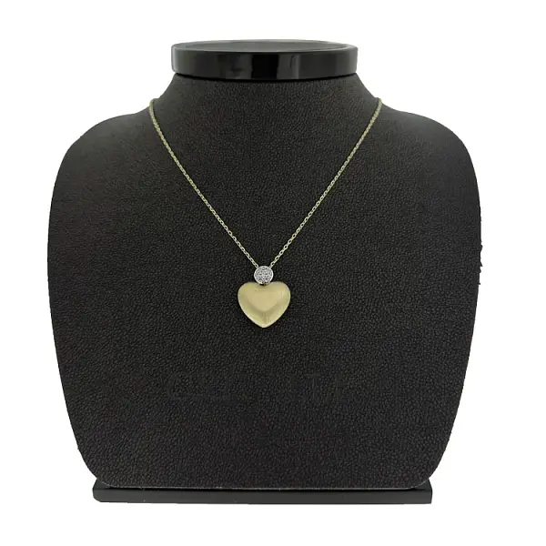 Gold Heart Necklace with Zirconias