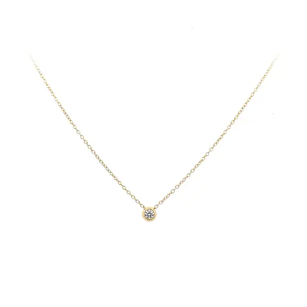 Gold Solitaire Necklace with Zircon