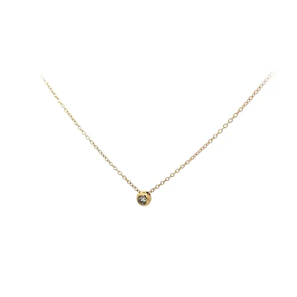 Gold Solitaire Necklace with Zircon