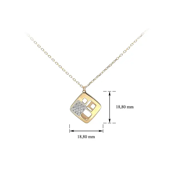 Gold Necklace with Zircons