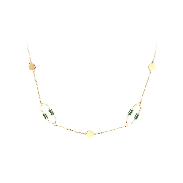 Gold Necklace with Enamel