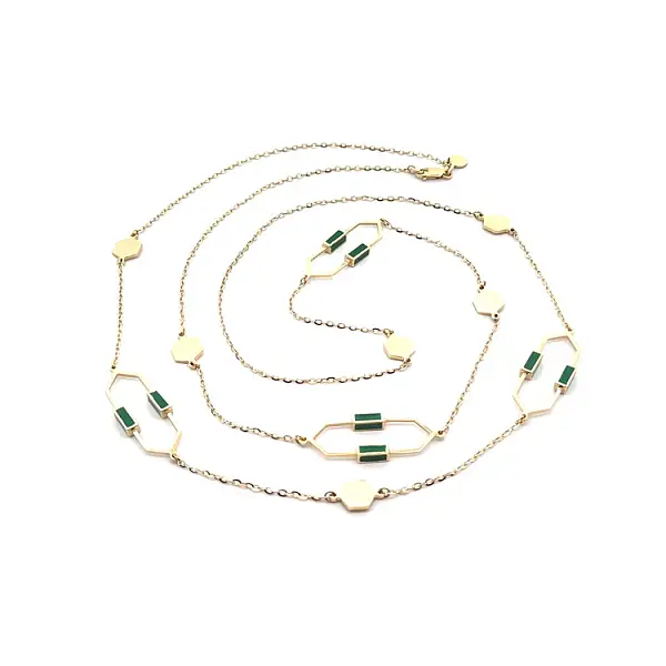 Gold Necklace with Enamel