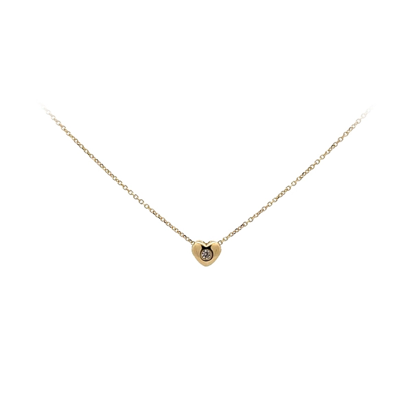 Gold Heart Necklace with Zircon