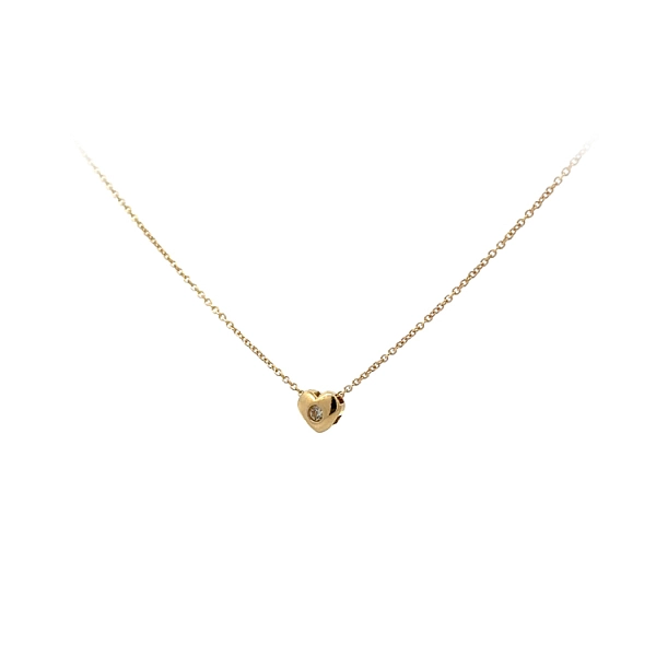 Gold Heart Necklace with Zircon