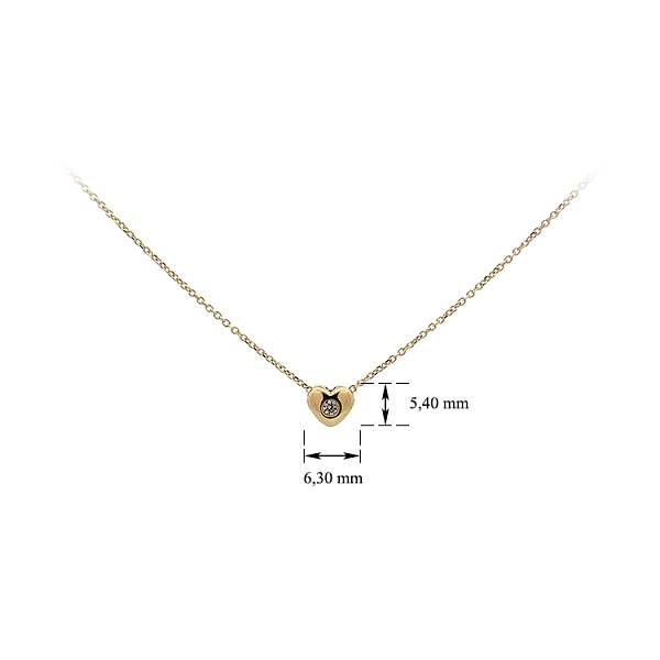 Gold Heart Necklace with Zircon