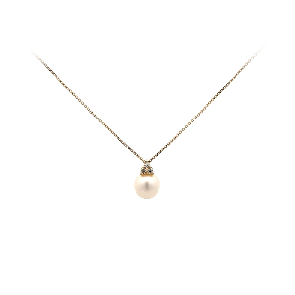 Gold Necklace with Pearl and Zircons