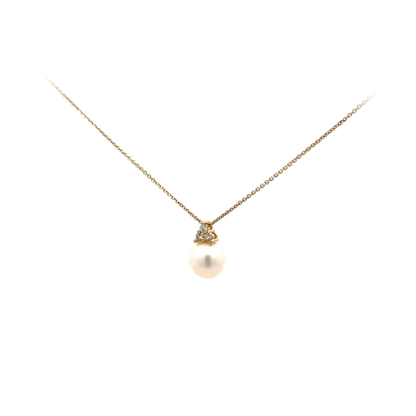 Gold Necklace with Pearl and Zircons