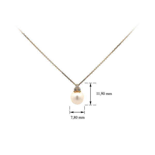 Gold Necklace with Pearl and Zircons
