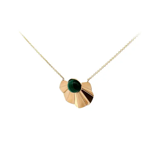 Gold Necklace with Malachite