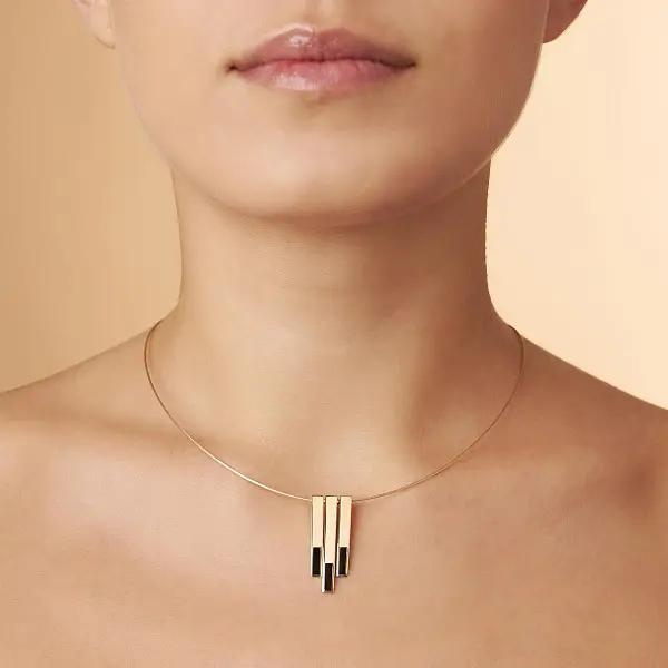 Gold Necklace with Enamel