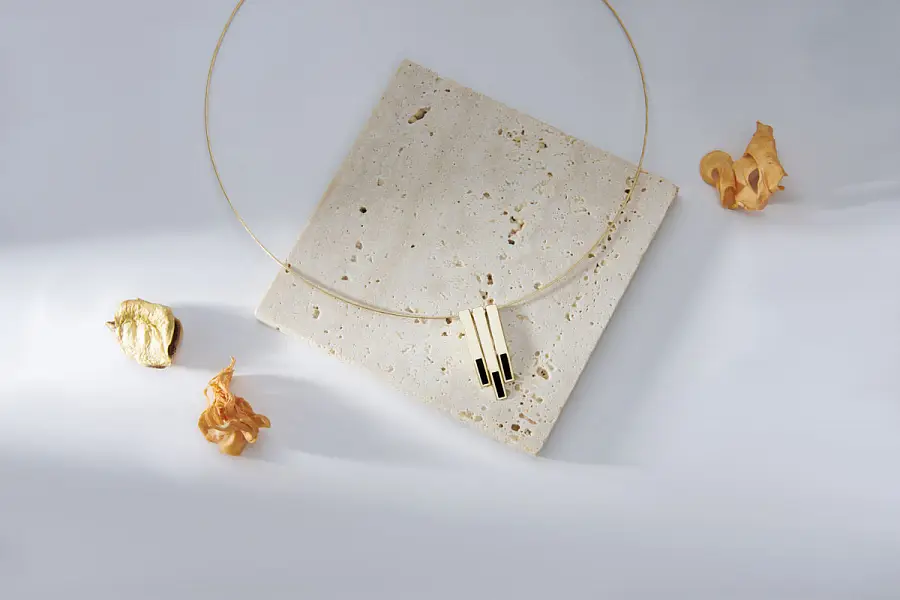 Gold Necklace with Enamel