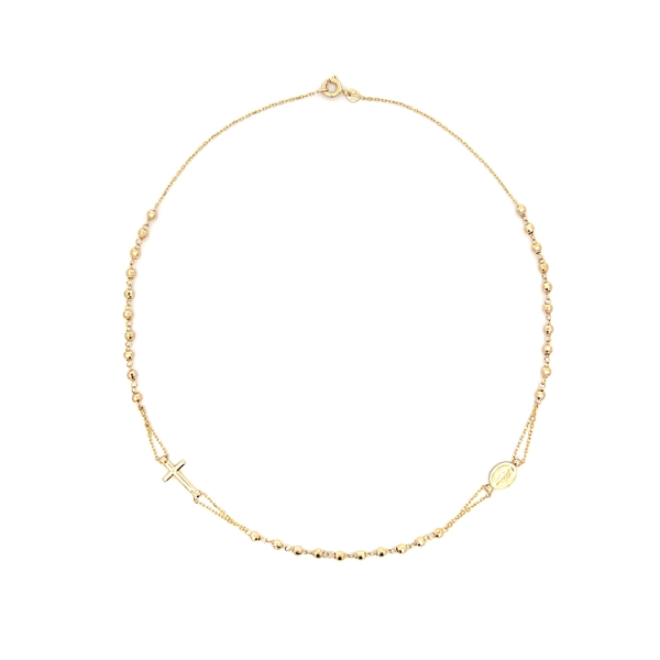 Gold Necklace with Medallion and Cross - Symbolic Elegance