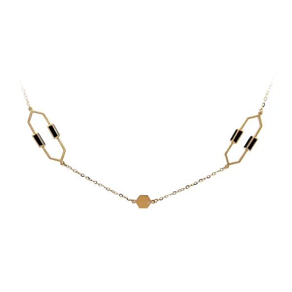 Gold Necklace with Enamel