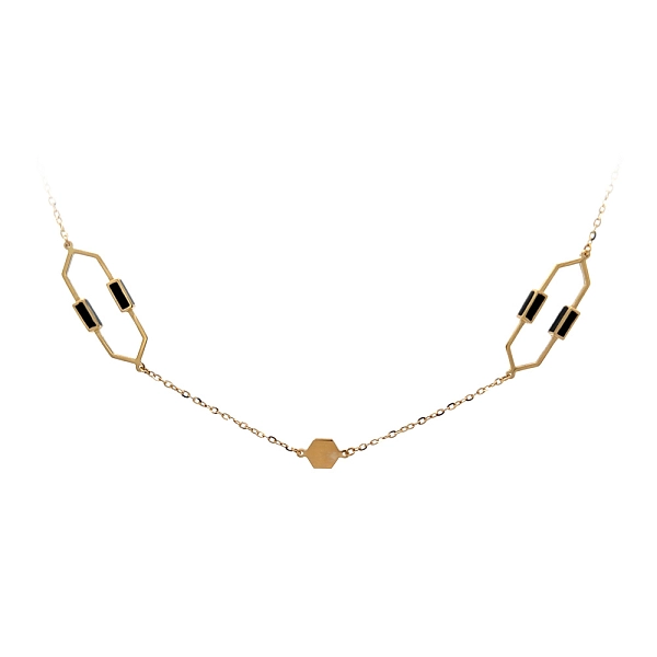Gold Necklace with Enamel