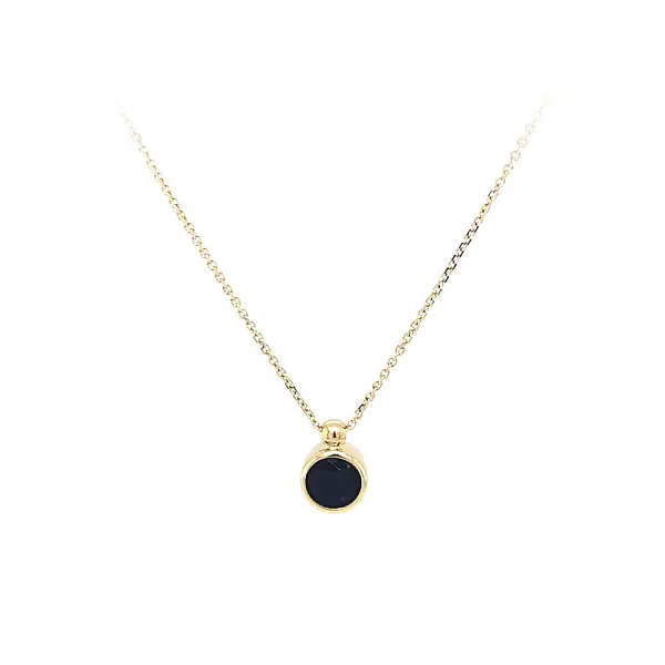 Gold Necklace with Blue Stone