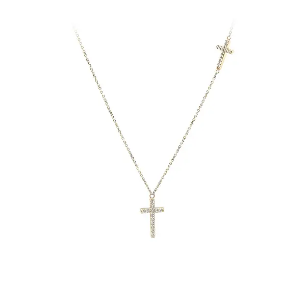 Gold Cross Necklace with Zirconias