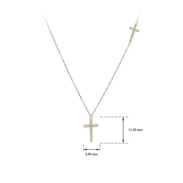 Gold Cross Necklace with Zirconias