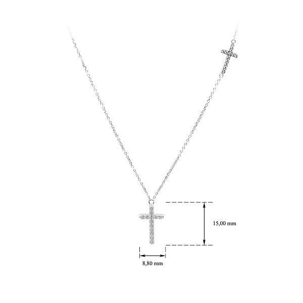 Necklace Cross with White Gold Zircons