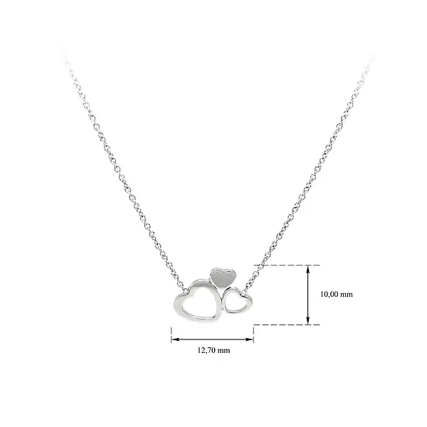 Necklace Connected Hearts in White Gold