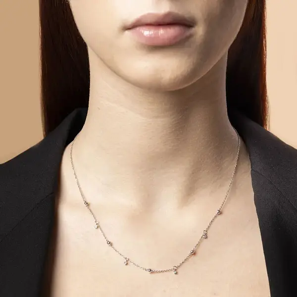 Necklace with White Gold Zircons