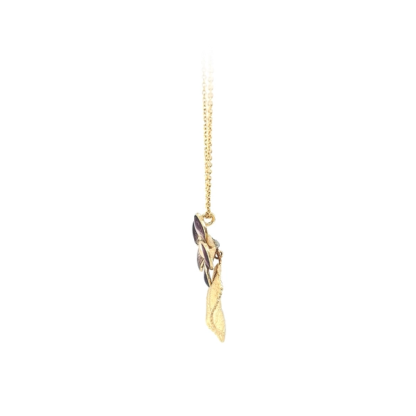 Gold Flower Necklace with Enamel
