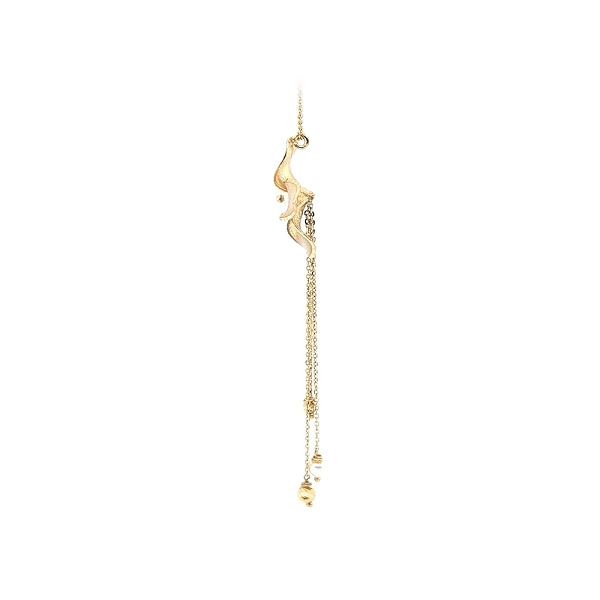 Gold Flower Necklace with Pearl