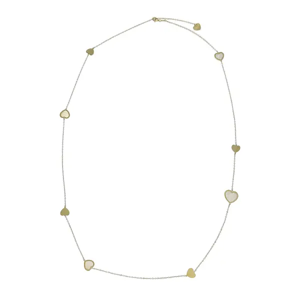 Gold Necklace Hearts with Pearl