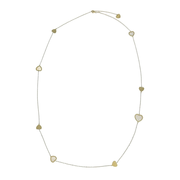Gold Necklace Hearts with Pearl