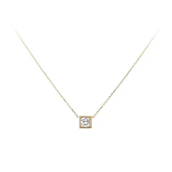 Gold Solitaire Necklace with Zircon