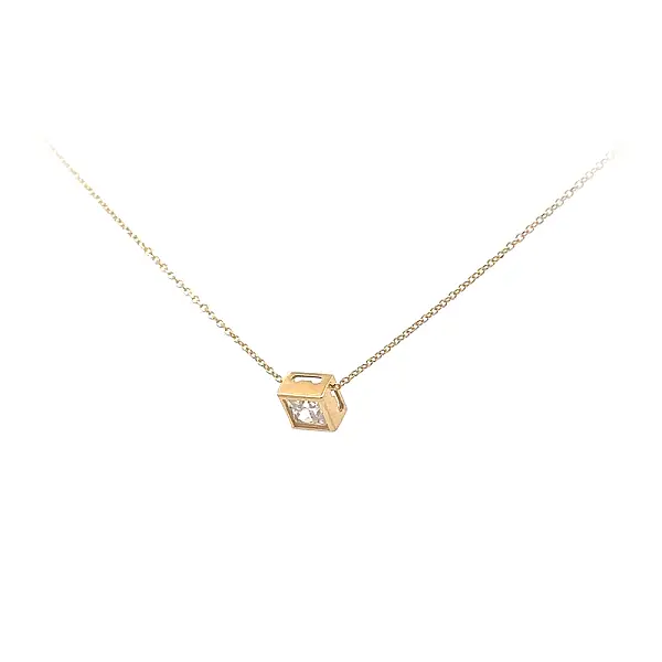 Gold Solitaire Necklace with Zircon