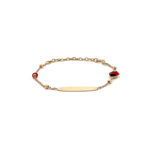 Golden Baby Bracelet with Plate for Engraving
