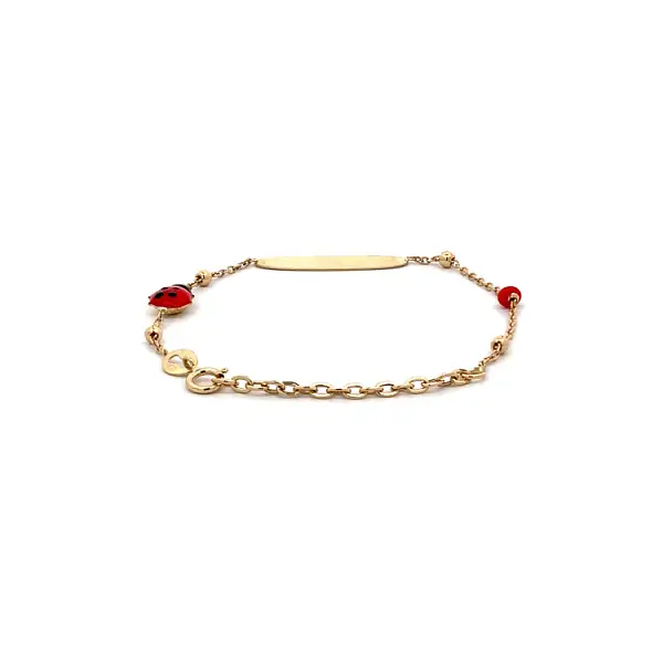 Golden Baby Bracelet with Plate for Engraving