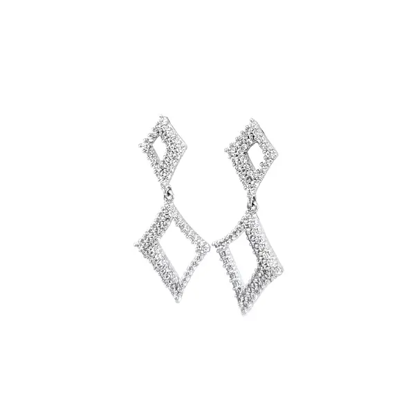 White Gold dangle earrings with Zircons