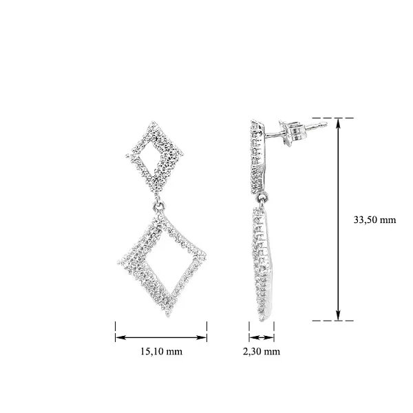 White Gold dangle earrings with Zircons