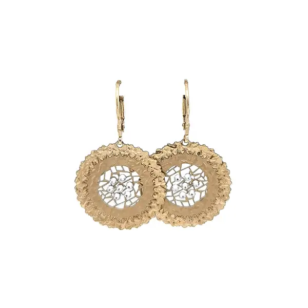 Gold dangle earrings with Zircons