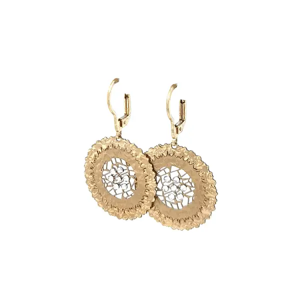 Gold dangle earrings with Zircons