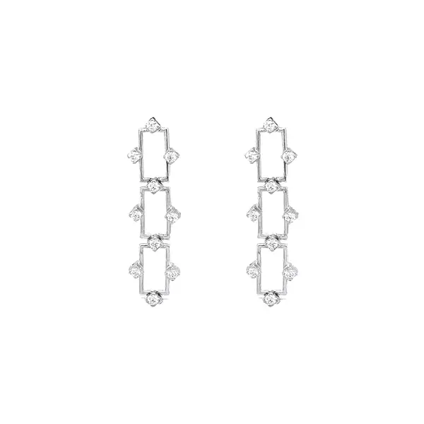 Gold dangle earrings with Zircons