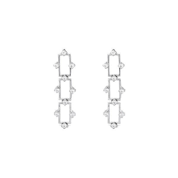 Gold dangle earrings with Zircons