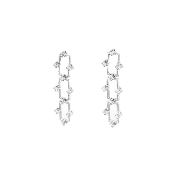 Gold dangle earrings with Zircons