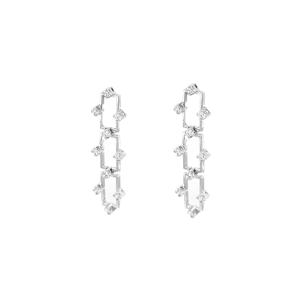 Gold dangle earrings with Zircons