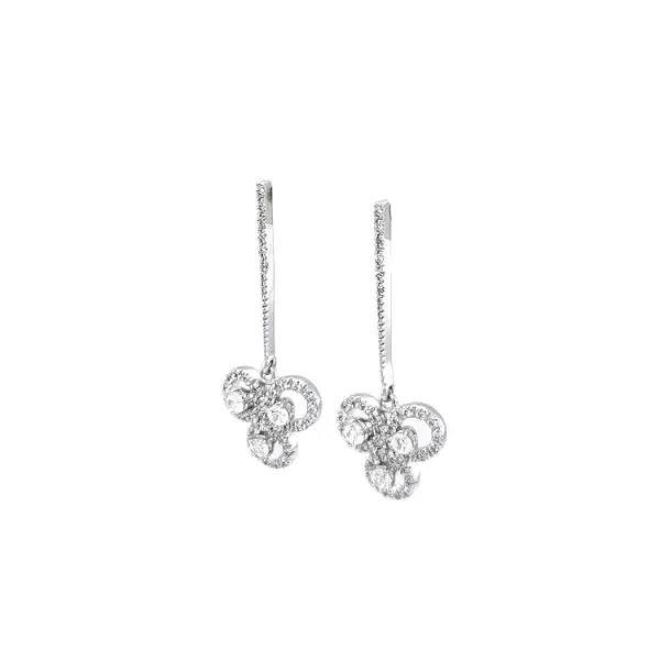 White Gold dangle earrings with Zircons