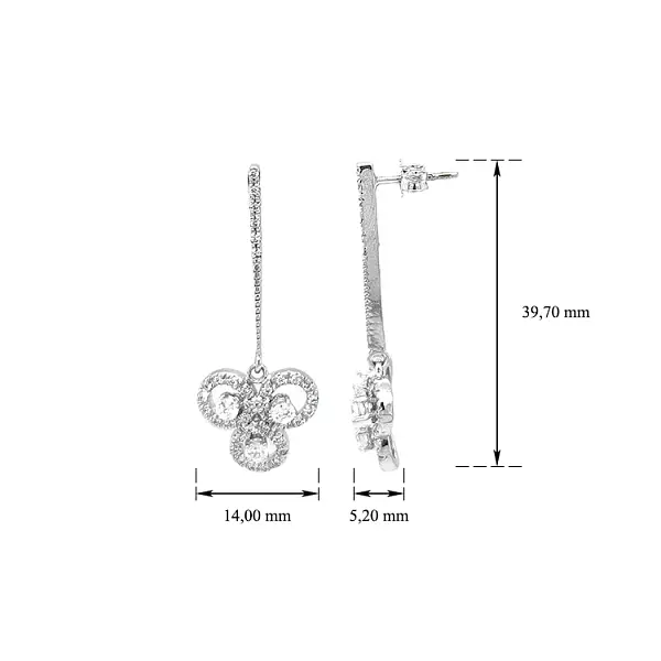 White Gold dangle earrings with Zircons