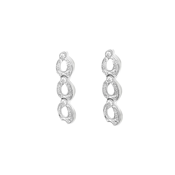 Gold dangle earrings with Zircons