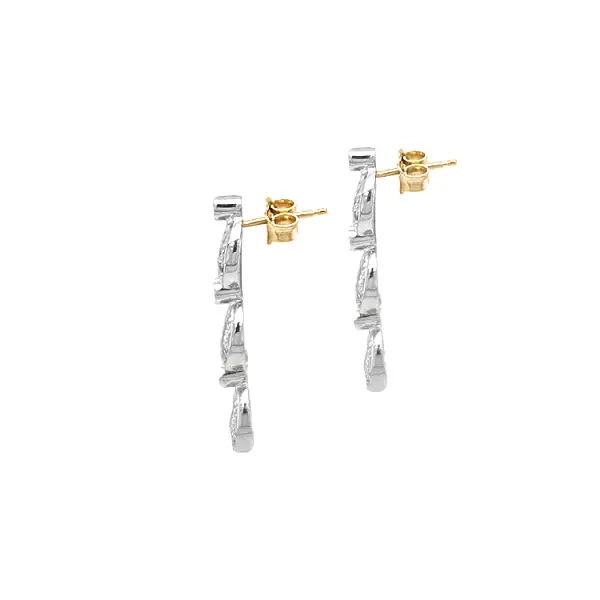 Gold dangle earrings with Zircons