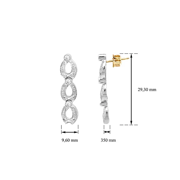 Gold dangle earrings with Zircons