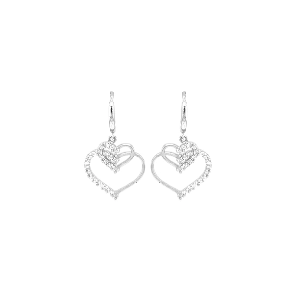 Gold Earrings Hearts with Zircons