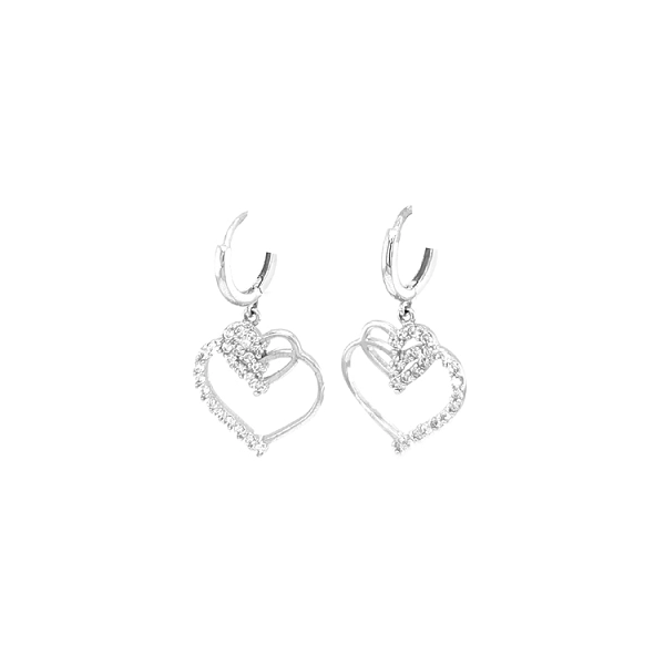 Gold Earrings Hearts with Zircons