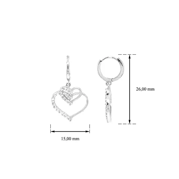 Gold Earrings Hearts with Zircons