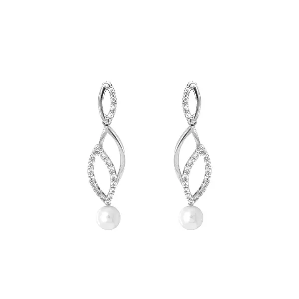 Gold Earrings with Pearl and Zircones