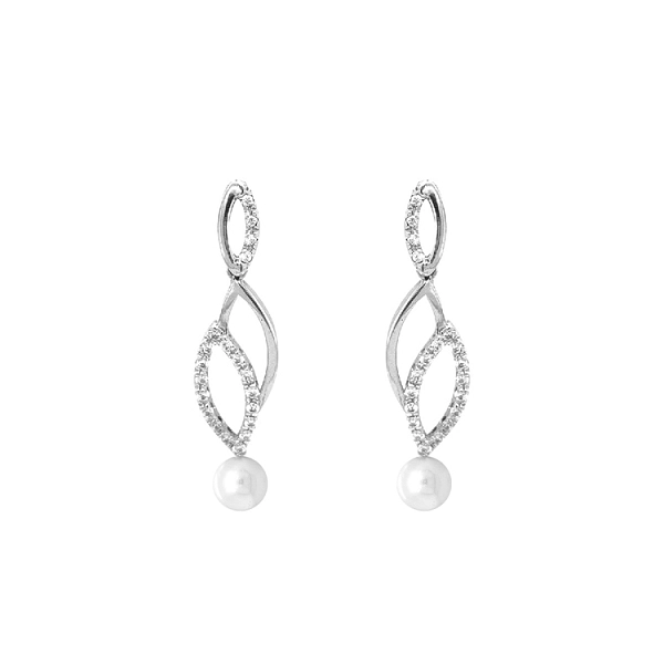 Gold Earrings with Pearl and Zircones